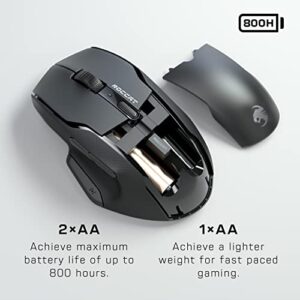 ROCCAT Kone Air - Wireless Ergonomic Gaming Mouse with 800 Hour Battery Life, 19K DPI Optical Sensor, Double-Injected Rubber Side Grips, Programmable Button Design, and Titan Optical Switches - Black