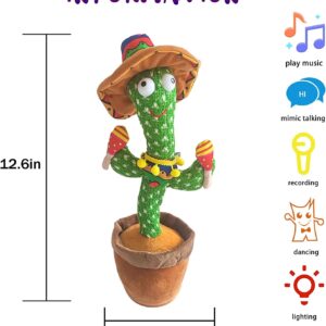 Vocloud Dancing Cactus Talking Cactus Baby Toys-Infant Tummy Time Toys for for 0-6 Months 6-12months 1 Year Old,Recording,Repeats What You say, Baby boy Girl Gifts