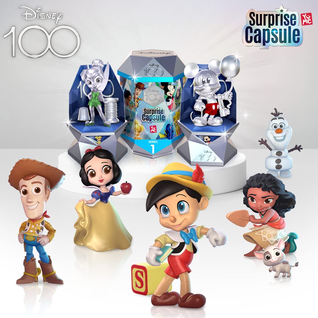 YuMe Disney 100 Series Mystery Capsule Blind Box with Surprise Characters Figurines Toys 2 Pack