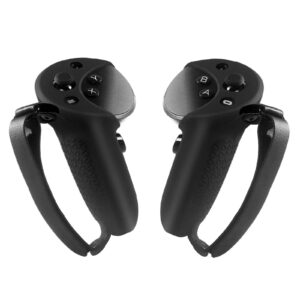 silicone grip cover for meta quest pro, protector cover compatible with meta quest pro accessories touch controller grips with knuckle straps (black)