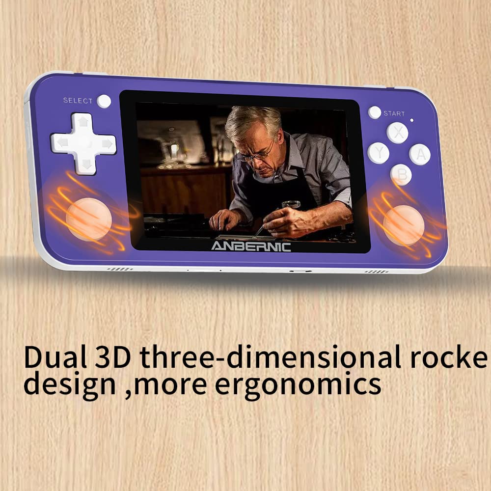 Diketigeey RG351P Handheld Game Console 3.5 Inch IPS Screen Open Source with 16+64G TF 2500 Games 64Bit PS1 PCE 8 Hours Battery Life Open Source System Game Player (Purple)