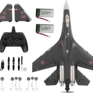 PLRB TOYS RC Plane Remote Control Airplane RTF 4CH Brushless Tail Motor 3D / 6D Stunt Function SU35 Jet Aircraft with Hobby Model 2 Left Hand Throttle