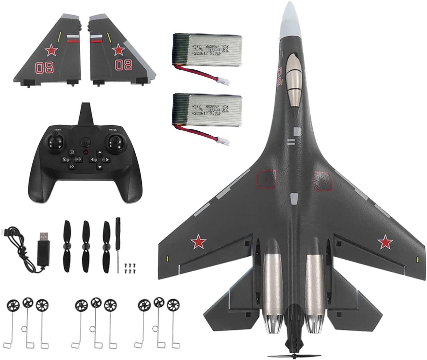 PLRB TOYS RC Plane Remote Control Airplane RTF 4CH Brushless Tail Motor 3D / 6D Stunt Function SU35 Jet Aircraft with Hobby Model 2 Left Hand Throttle