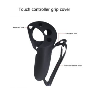 Silicone Grip Cover for Meta Quest Pro, Protector Cover Compatible with Meta Quest Pro Accessories Touch Controller Grips with Knuckle Straps (Black)