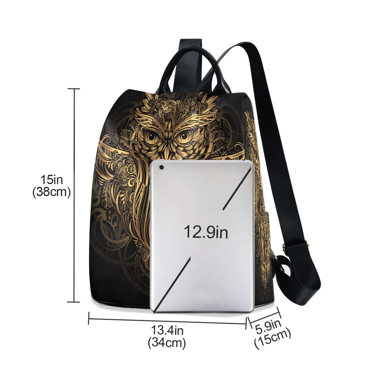 ALAZA Beautiful Owl Boho Women Backpack Anti Theft Back Pack Shoulder Fashion Bag Purse