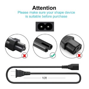 10Ft 2 Prong AC Power Cord Plug for ONN. 100008734 100008736, ONN TV, JBL PartyBox 100 200 300 1000 310 710 1000 On-The-Go Bluetooth Speaker ION Game Day Party Speaker Charger Charging Power Cable