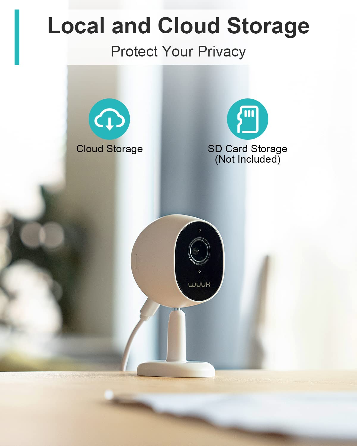 WUUK 4MP Indoor Security Camera, WiFi Camera Indoor Baby Monitor, Pet Camera w/Motion & Human Detection, Night Vision, 24/7 Live View 2-Way Audio, Magnetic Stand, Works w/Alexa & Google Home