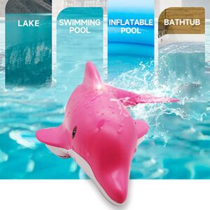 LAFALA Pink Remote Control Dolphin Toy 2.4G High Simulation Cartoon Dolphin Remote Control for Swimming Pool Bathroom Great Gift RC Boat Shark Toys for 6+ Year Old Boys and Girls (with 2 Batteries)