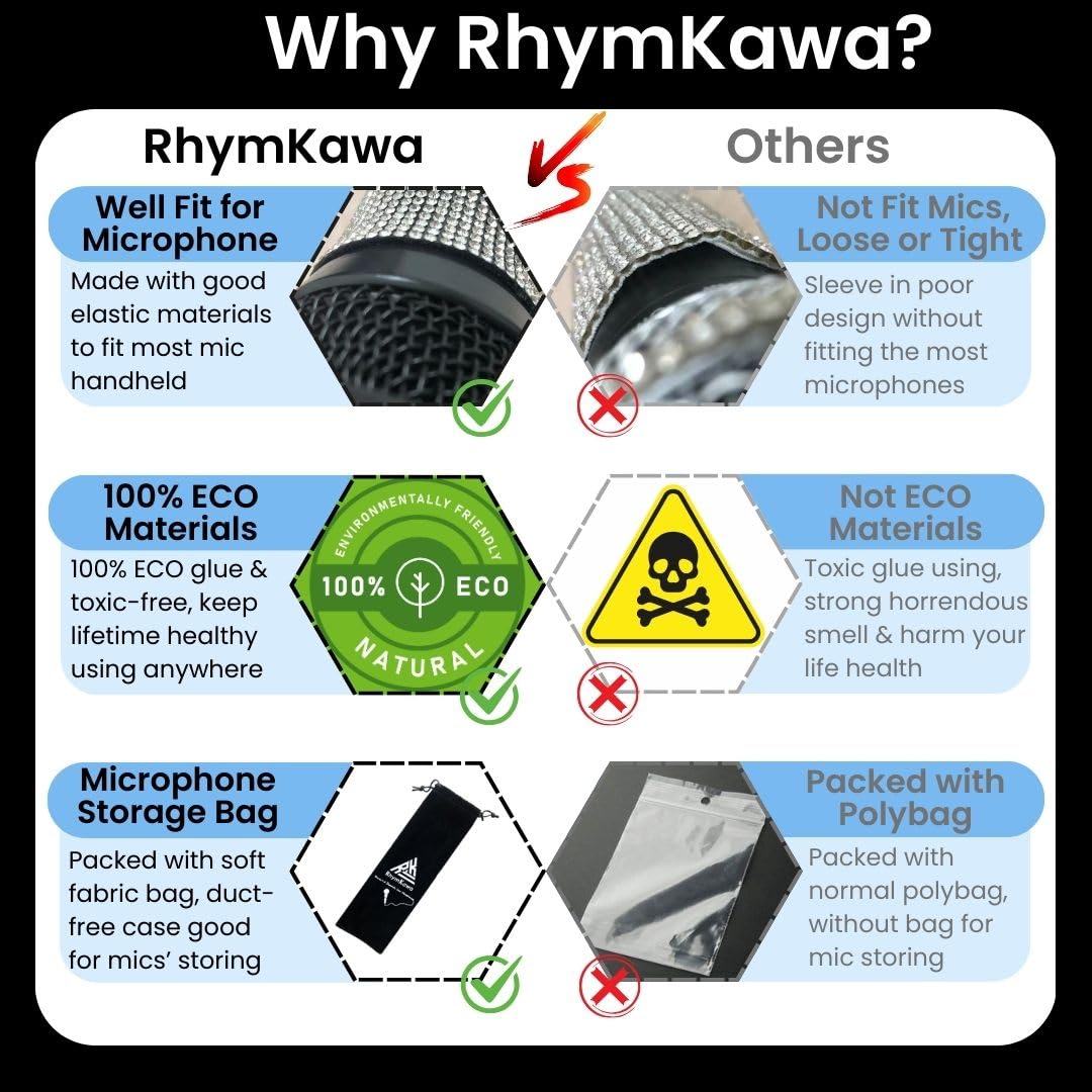 RhymKawa Crystal AB Mixing Colored Mic Handle Sleeve for Wired Microphone SM58LC, Beta 58at, Rhinestones Shining on Tours & TV Shows (Mic Not Included)