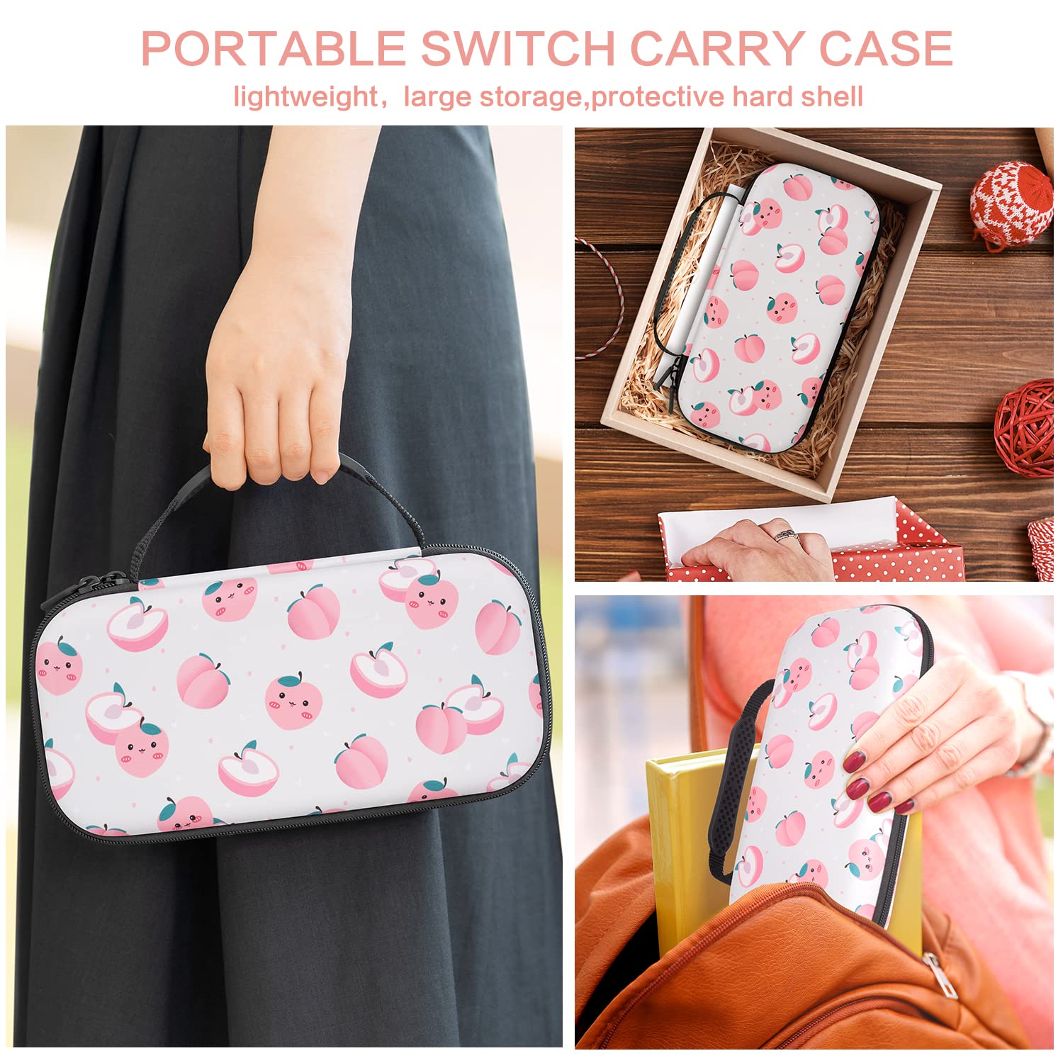 Nintendo Switch Case Cute,Carry Case for Nintendo Switch OLED Model 2021/Switch 2017,Protective Case with 20 Game Card Slots for Switch Console Joy-Con & Accessories,for Girls/Boys Gift