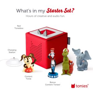 Toniebox Audio Player Dr. Seuss Bundle - Listen, Learn, and Play with One Huggable Little Box - Red