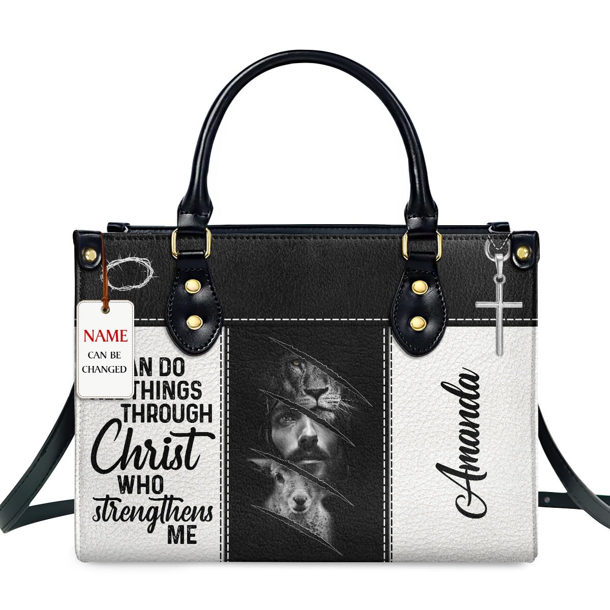 Jesuspirit Personalized Leather Bible Bags - Christian Gifts For Women - Church Bags, Bible Purse, Religious Bag - I Can Do All Things - Christian Bags, Jesus Stuff For Women Medium Size