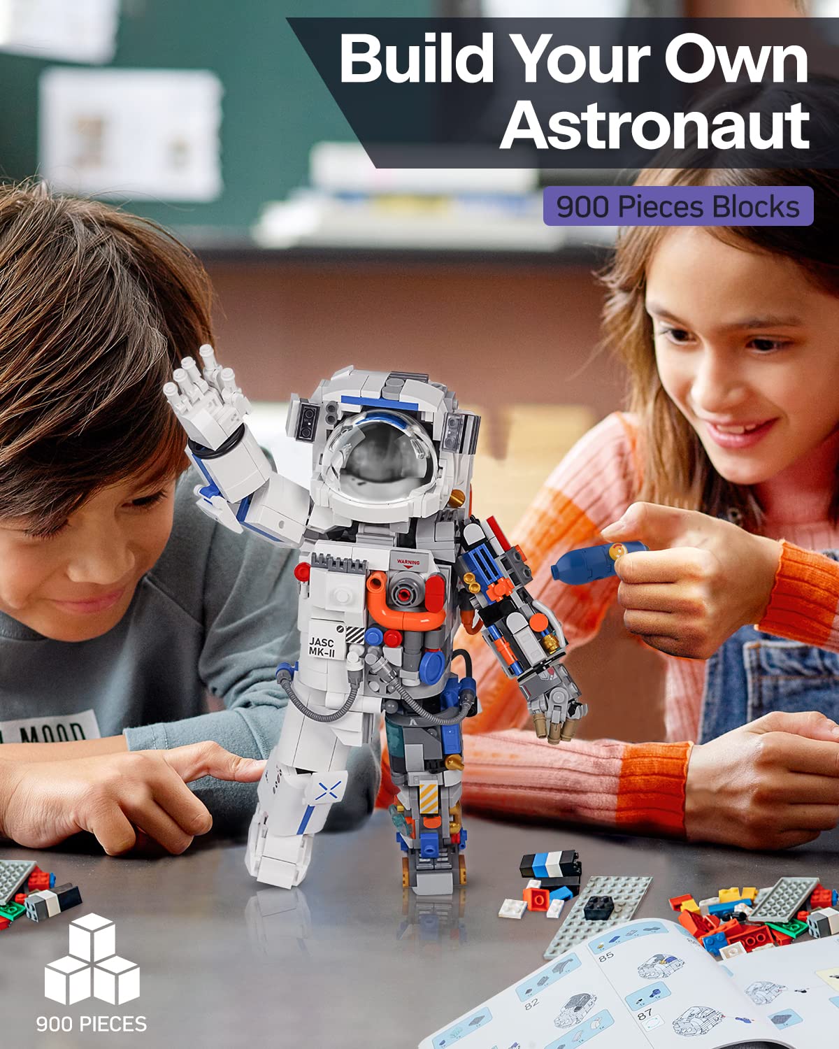 HBUDS Stem Kits Space Exploration Astronaut Toys, Building Kit, Educational STEM Toys Construction Engineering Building Blocks Learning Set, for Teen Boys Girls Kids (900 Pieces)