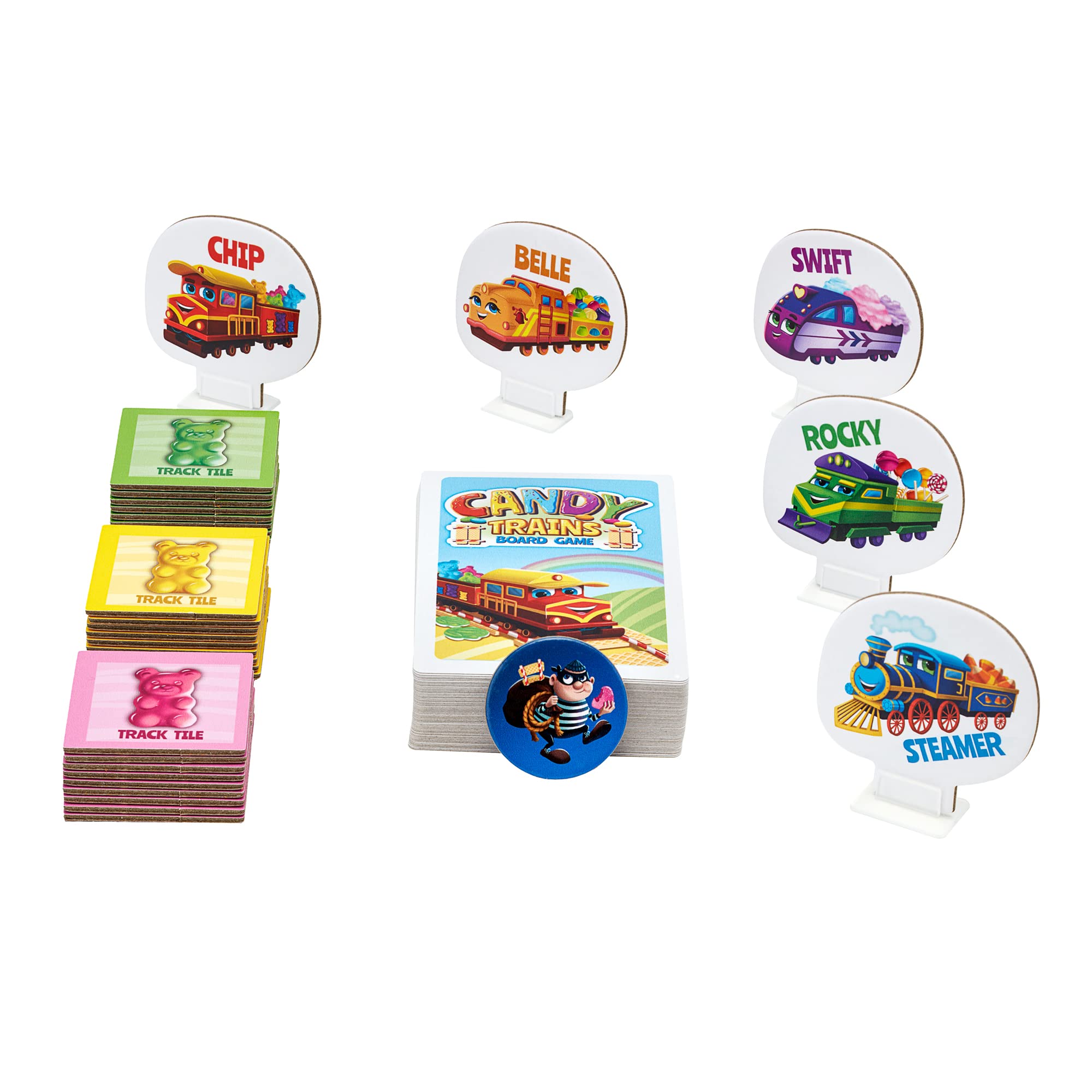 Jumping High Five Candy Trains Board Game! A Sweet Sugar Coated Cooperative Game for Kids Ages 4 and Up, Children Learn New Skills with Tasty Track Building, Perfect for Family Play Time