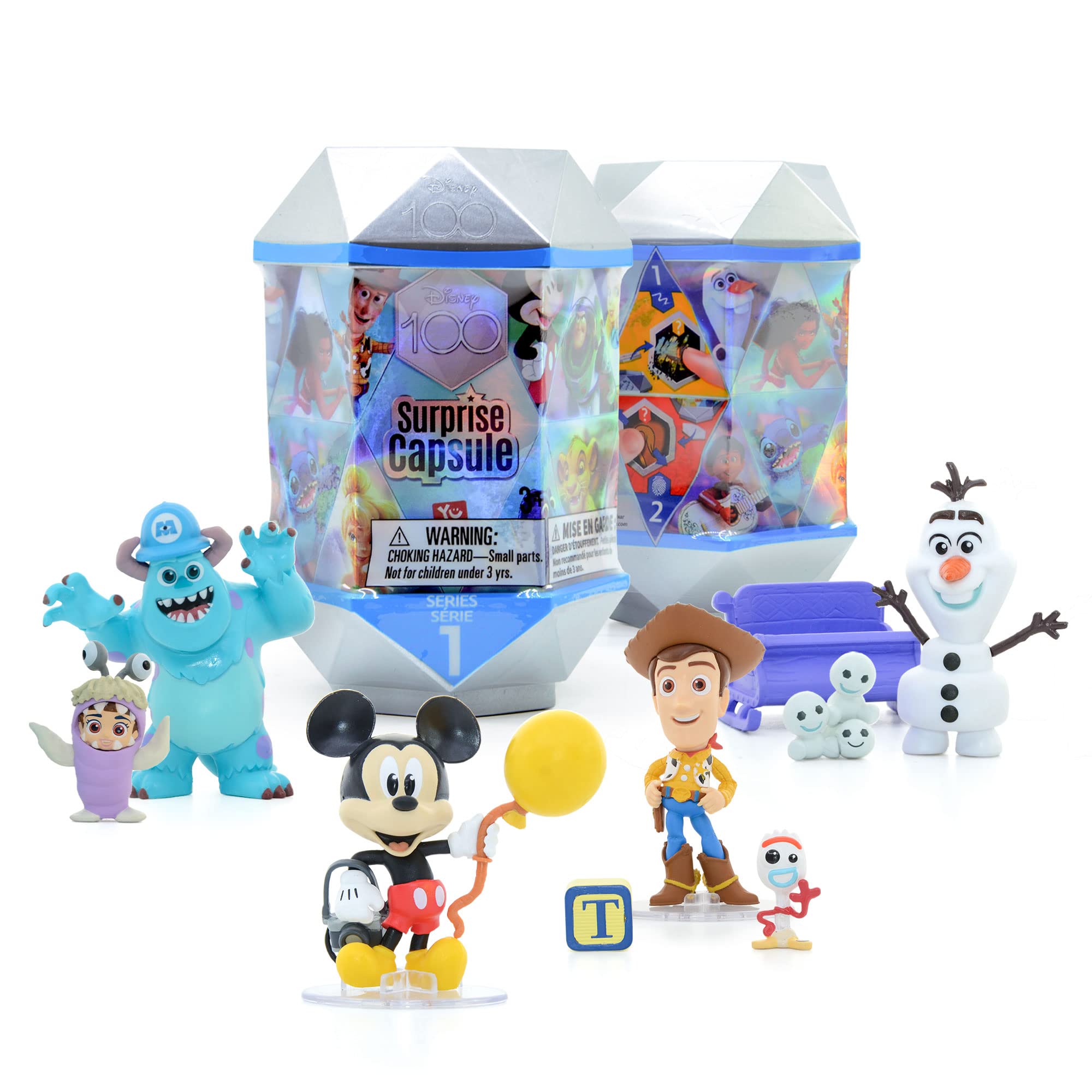 YuMe Disney 100 Series Mystery Capsule Blind Box with Surprise Characters Figurines Toys 2 Pack