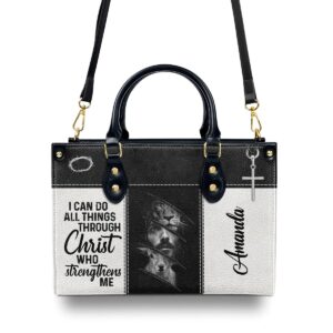 Jesuspirit Personalized Leather Bible Bags - Christian Gifts For Women - Church Bags, Bible Purse, Religious Bag - I Can Do All Things - Christian Bags, Jesus Stuff For Women Medium Size