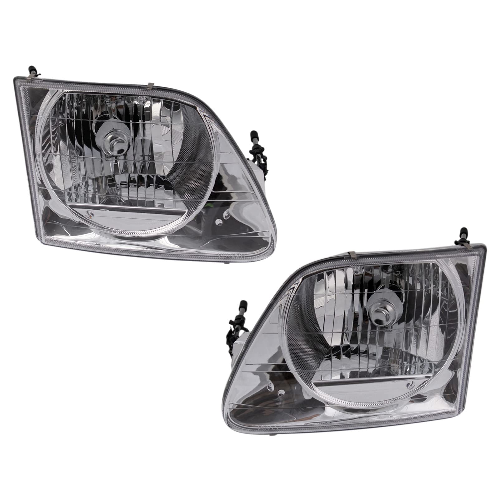 TRQ Headlight Assembly Set Headlights Driver & Passenger Side Halogen Compatible with 1997-2002 Ford Expedition 1997-2003 F-150 2004 F-150 Heritage 1997-1999 F-250 FO2502182 FO2503182