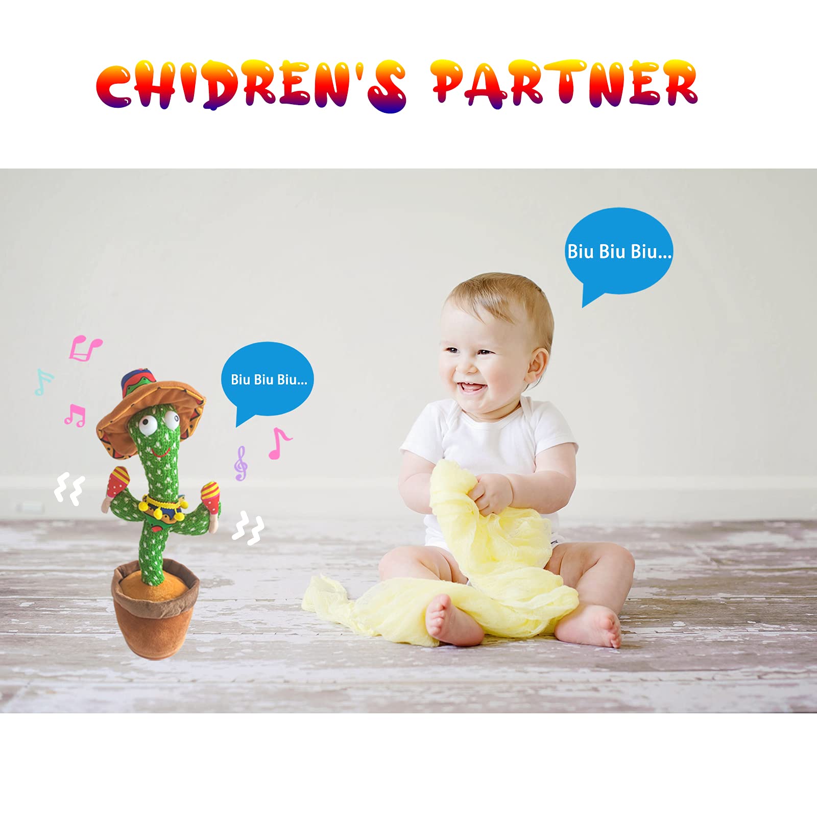 Vocloud Dancing Cactus Talking Cactus Baby Toys-Infant Tummy Time Toys for for 0-6 Months 6-12months 1 Year Old,Recording,Repeats What You say, Baby boy Girl Gifts