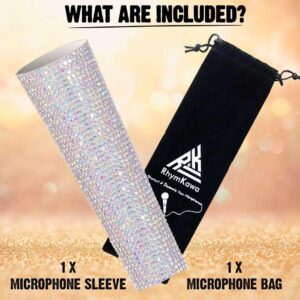 RhymKawa Crystal AB Mixing Colored Mic Handle Sleeve for Wired Microphone SM58LC, Beta 58at, Rhinestones Shining on Tours & TV Shows (Mic Not Included)