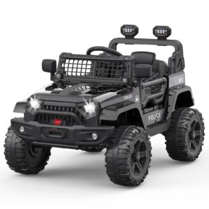 Ride on Truck Car 12V Kids Electric Vehicles with Remote Control Spring Suspension, LED Lights, Bluetooth, 2 Speeds