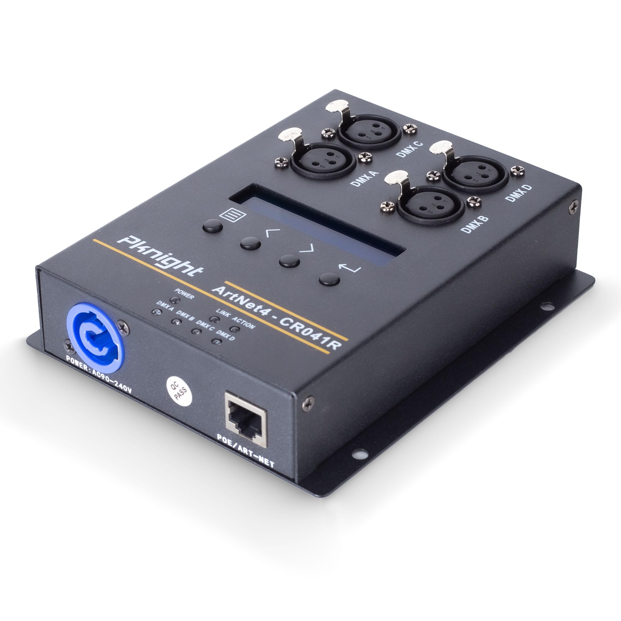 Pknight Bi-direction ArtNet DMX 2048 Ethernet Lighting Controller Interface，4 Universe/Truss Mountable/PoE CR041R