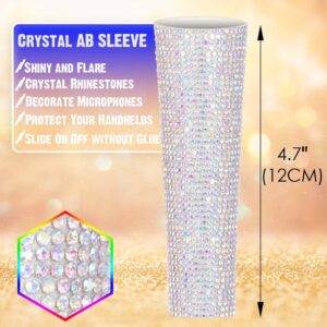 RhymKawa Crystal AB Mixing Colored Mic Handle Sleeve for Wired Microphone SM58LC, Beta 58at, Rhinestones Shining on Tours & TV Shows (Mic Not Included)