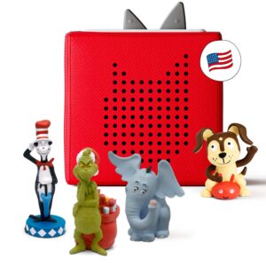 toniebox audio player dr. seuss bundle - listen, learn, and play with one huggable little box - red