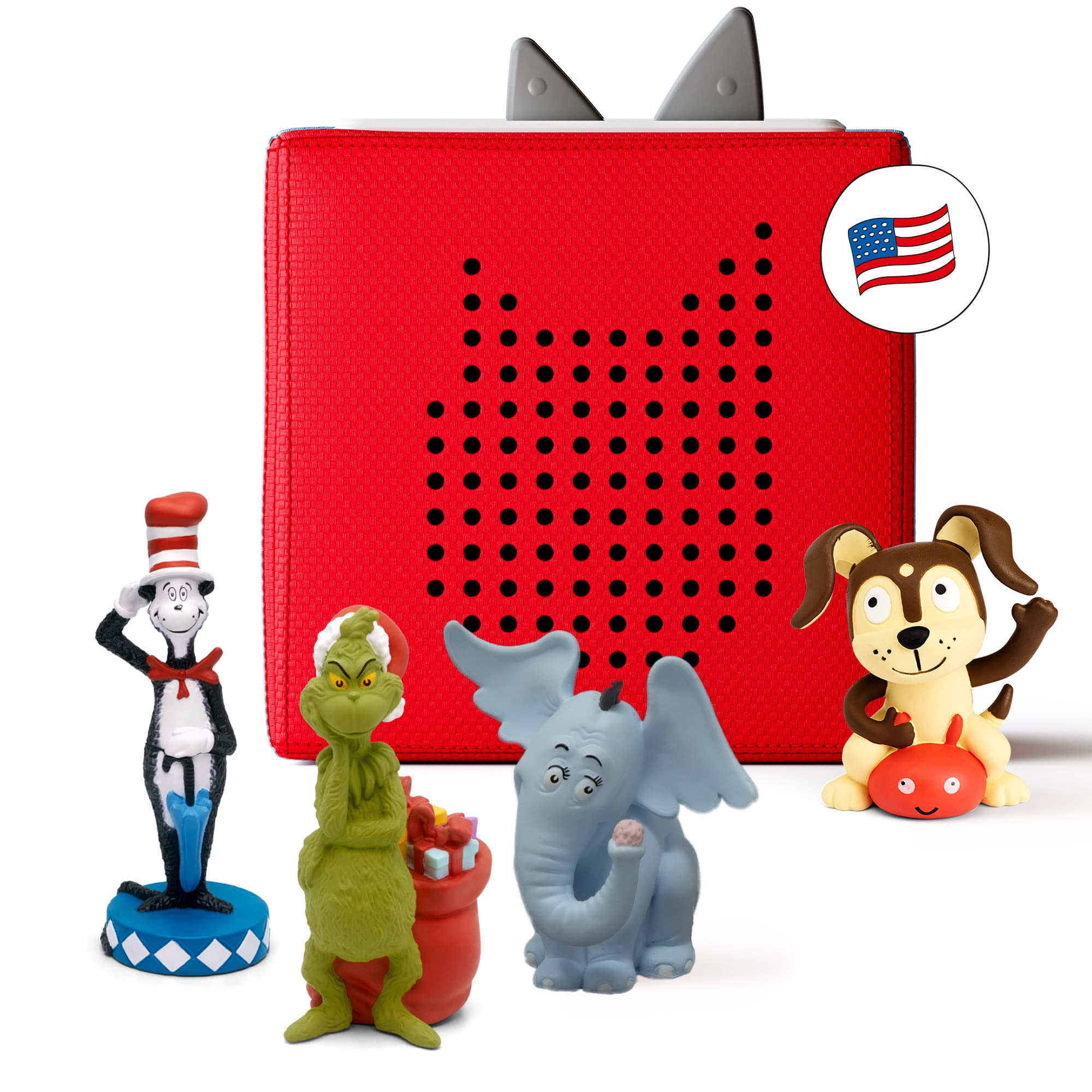 Toniebox Audio Player Dr. Seuss Bundle - Listen, Learn, and Play with One Huggable Little Box - Red