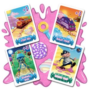 Jumping High Five Candy Trains Board Game! A Sweet Sugar Coated Cooperative Game for Kids Ages 4 and Up, Children Learn New Skills with Tasty Track Building, Perfect for Family Play Time