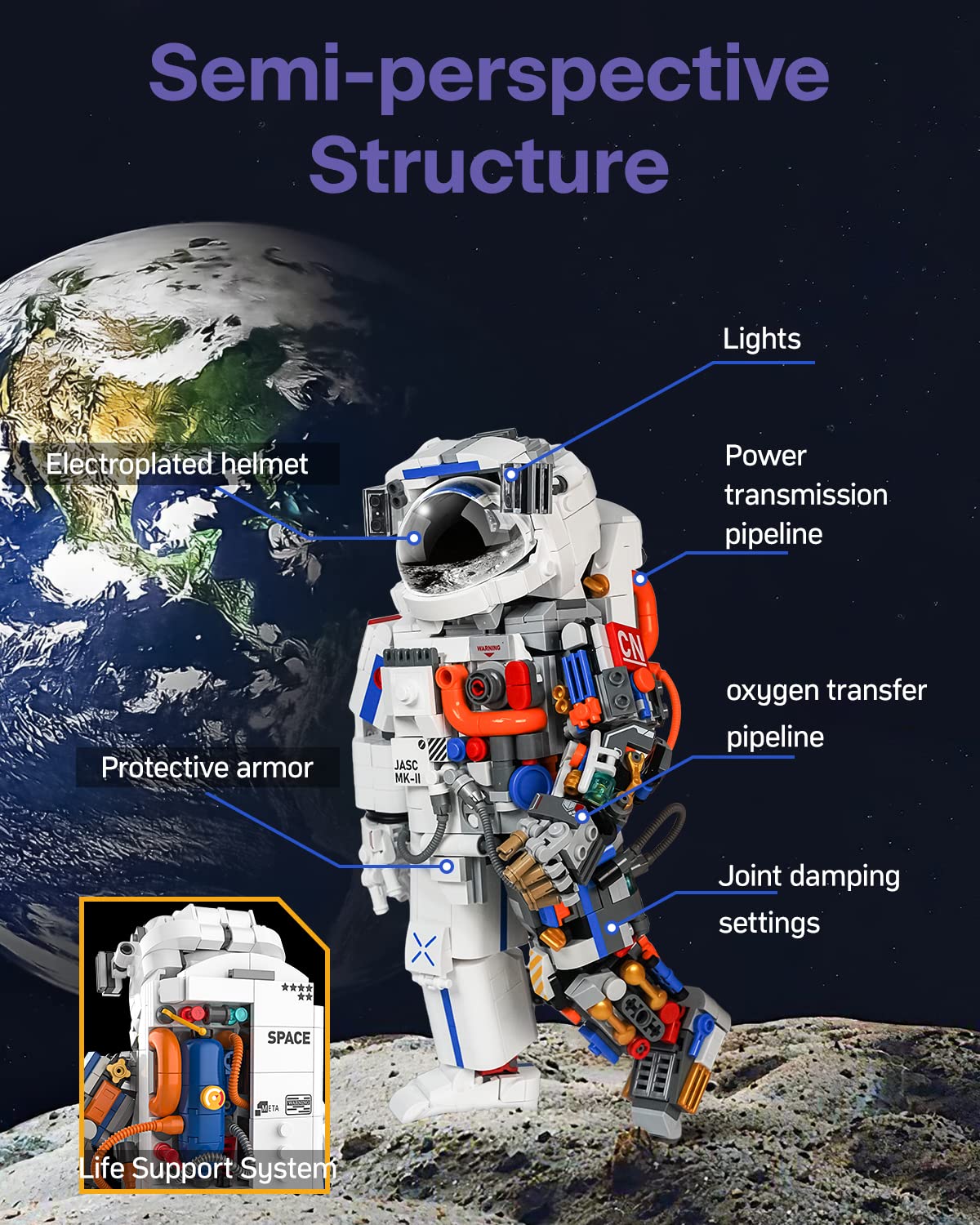 HBUDS Stem Kits Space Exploration Astronaut Toys, Building Kit, Educational STEM Toys Construction Engineering Building Blocks Learning Set, for Teen Boys Girls Kids (900 Pieces)