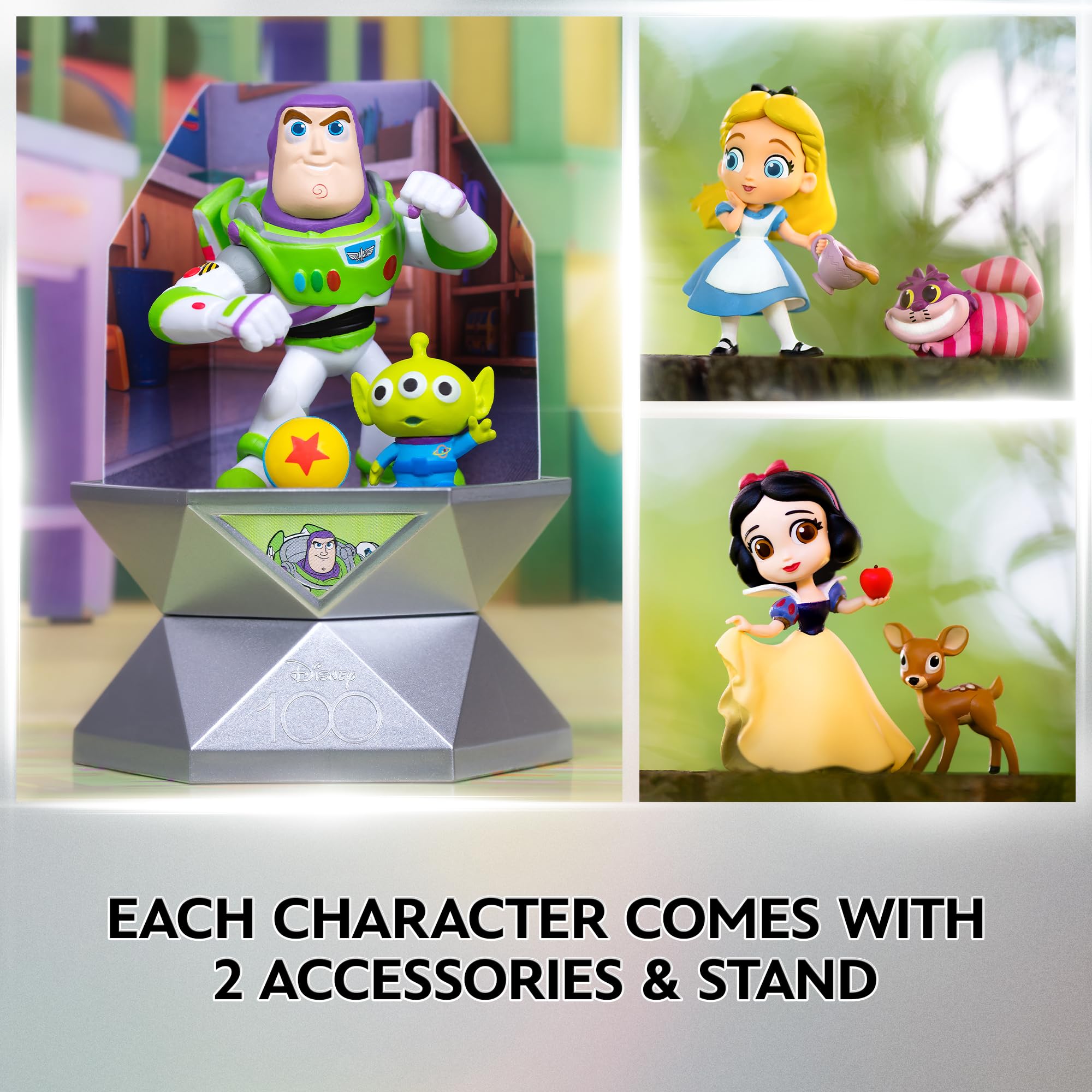 YuMe Disney 100 Series Mystery Capsule Blind Box with Surprise Characters Figurines Toys 2 Pack