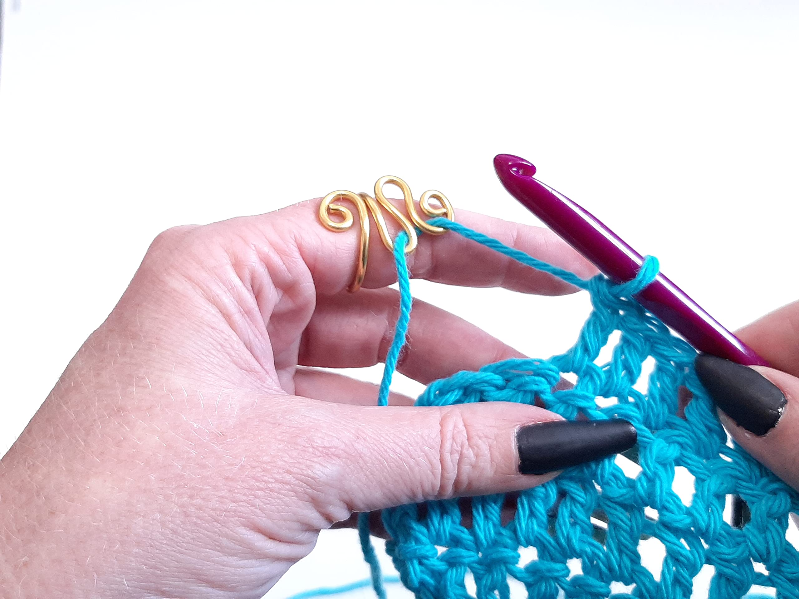 Handmade Crochet Tension Ring | ZigZag Wire Wrapped Knitting or Crochet Tool | Crochet Gifts and Accessories Active