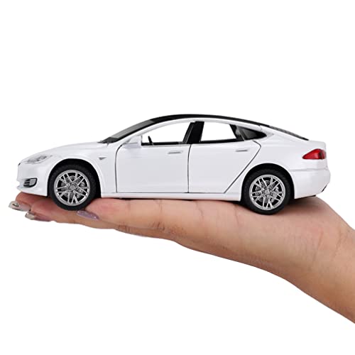 Model S Alloy Diecast Toy Car 1:32 Scale 3+ Years Old Boy Toy Model Car with Light and Sound,White