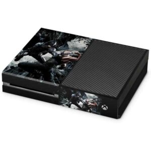 skinit decal gaming skin compatible with xbox one console - officially licensed warner bros batman and bane fighting design