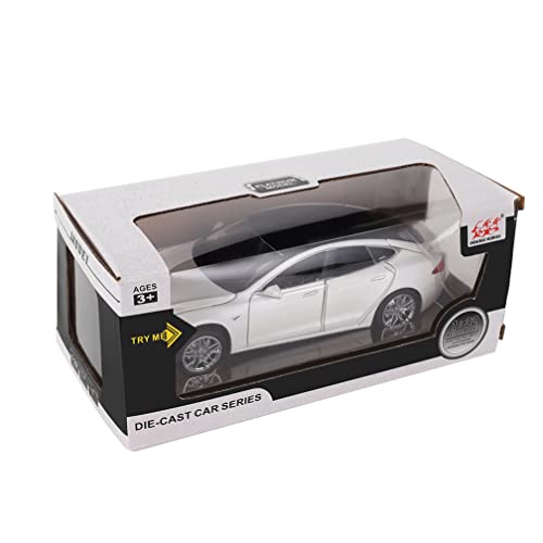 Model S Alloy Diecast Toy Car 1:32 Scale 3+ Years Old Boy Toy Model Car with Light and Sound,White