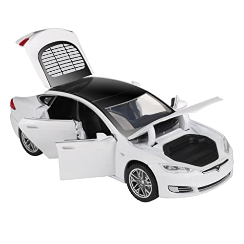 Model S Alloy Diecast Toy Car 1:32 Scale 3+ Years Old Boy Toy Model Car with Light and Sound,White