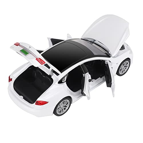 Model S Alloy Diecast Toy Car 1:32 Scale 3+ Years Old Boy Toy Model Car with Light and Sound,White