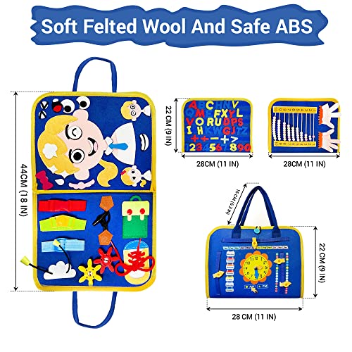 DEMAM Preschool Montessori Toddler Busy Board for 3-6 Year Old,Preschool Learning Activities Toys, Sensory Board for Fine Basic Dress Motor Skills,Autism Basic Life Skills&Travel Toys Old Boys/Girls