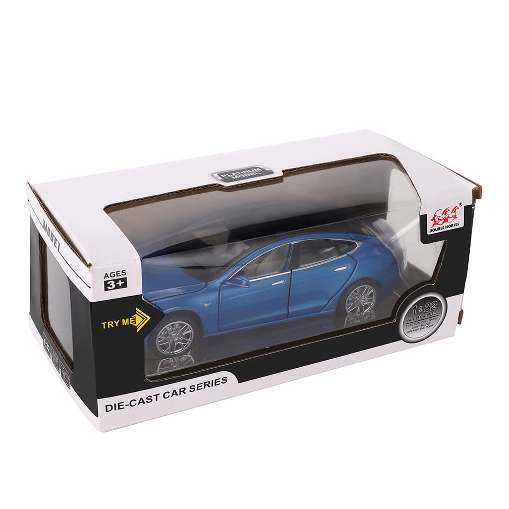 Model S Alloy Diecast Toy Car 1:32 Scale 3+ Years Old Boy Toy Model Car with Light and Sound,Blue