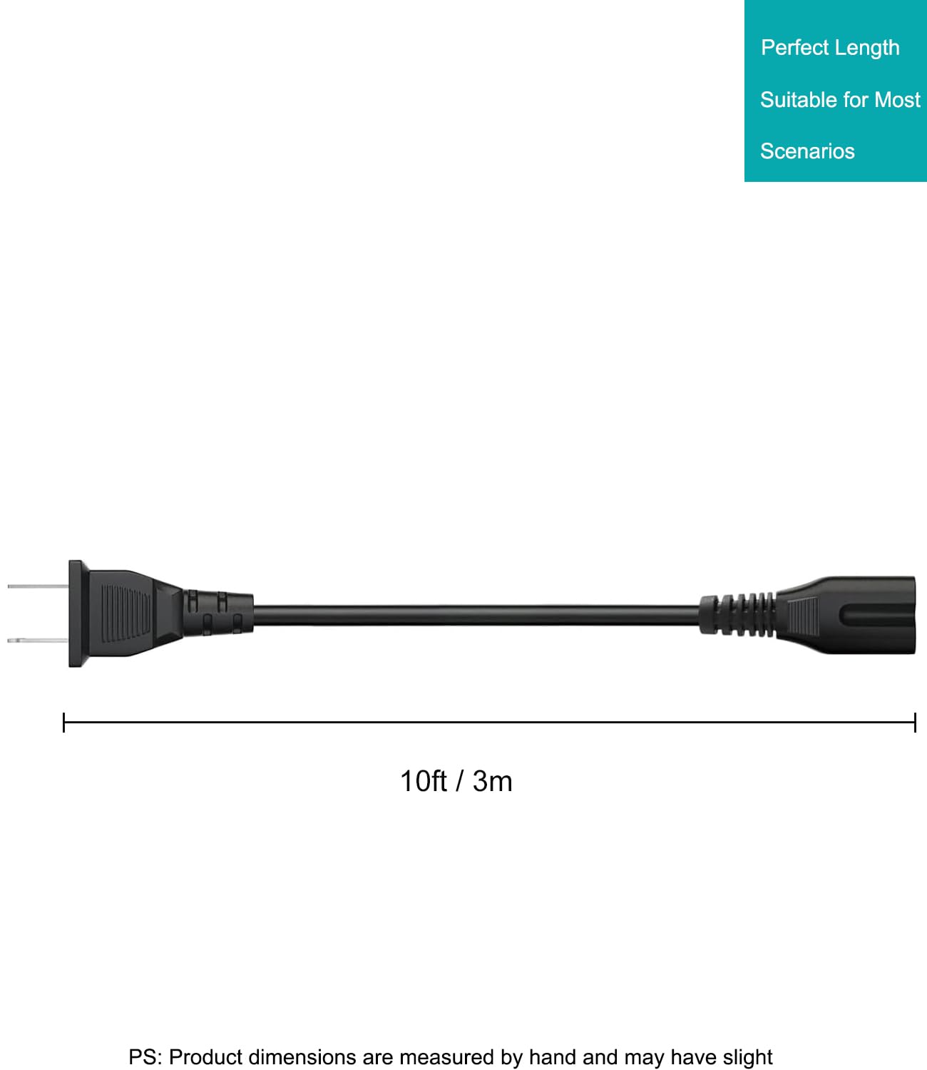 10Ft Projector Power Cord for Mini Projector,Portable Projector Replacement 2 Prong Power Cable