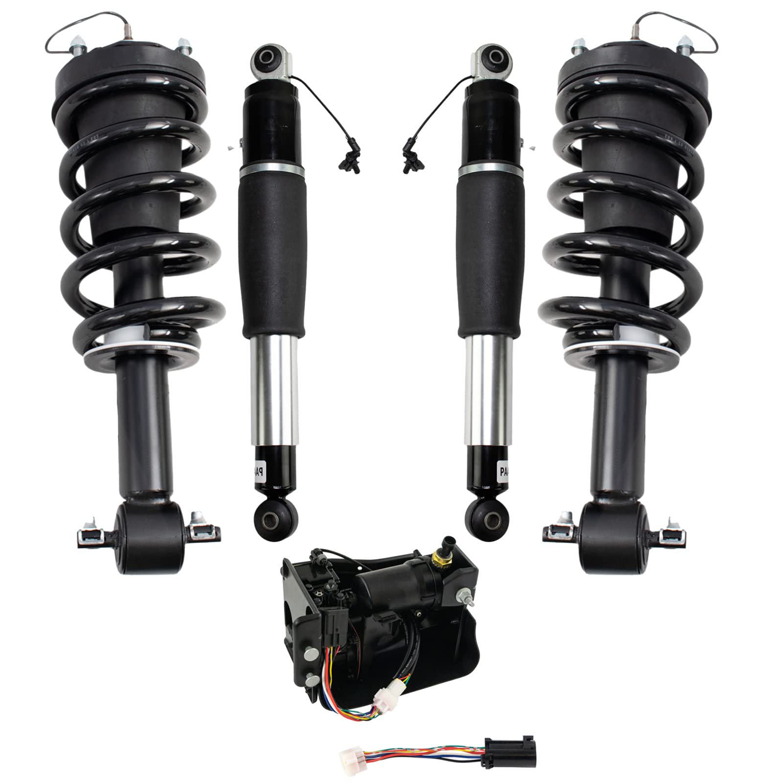 TRQ Air Suspension Kit Air Ride Suspension Compressor Air Shock Shock & Spring Strut Assembly Compatible with 2015-2020 Cadillac Escalade Escalade ESV Chevrolet Suburban Tahoe GMC Yukon Yukon XL