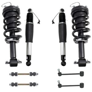 trq front and rear suspension kit air shock shock & spring strut assembly sway bar stabilizer link compatible with 15-20 cadillac chevrolet gmc