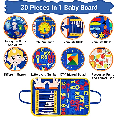 DEMAM Preschool Montessori Toddler Busy Board for 3-6 Year Old,Preschool Learning Activities Toys, Sensory Board for Fine Basic Dress Motor Skills,Autism Basic Life Skills&Travel Toys Old Boys/Girls