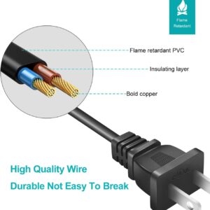 10Ft Projector Power Cord for Mini Projector,Portable Projector Replacement 2 Prong Power Cable