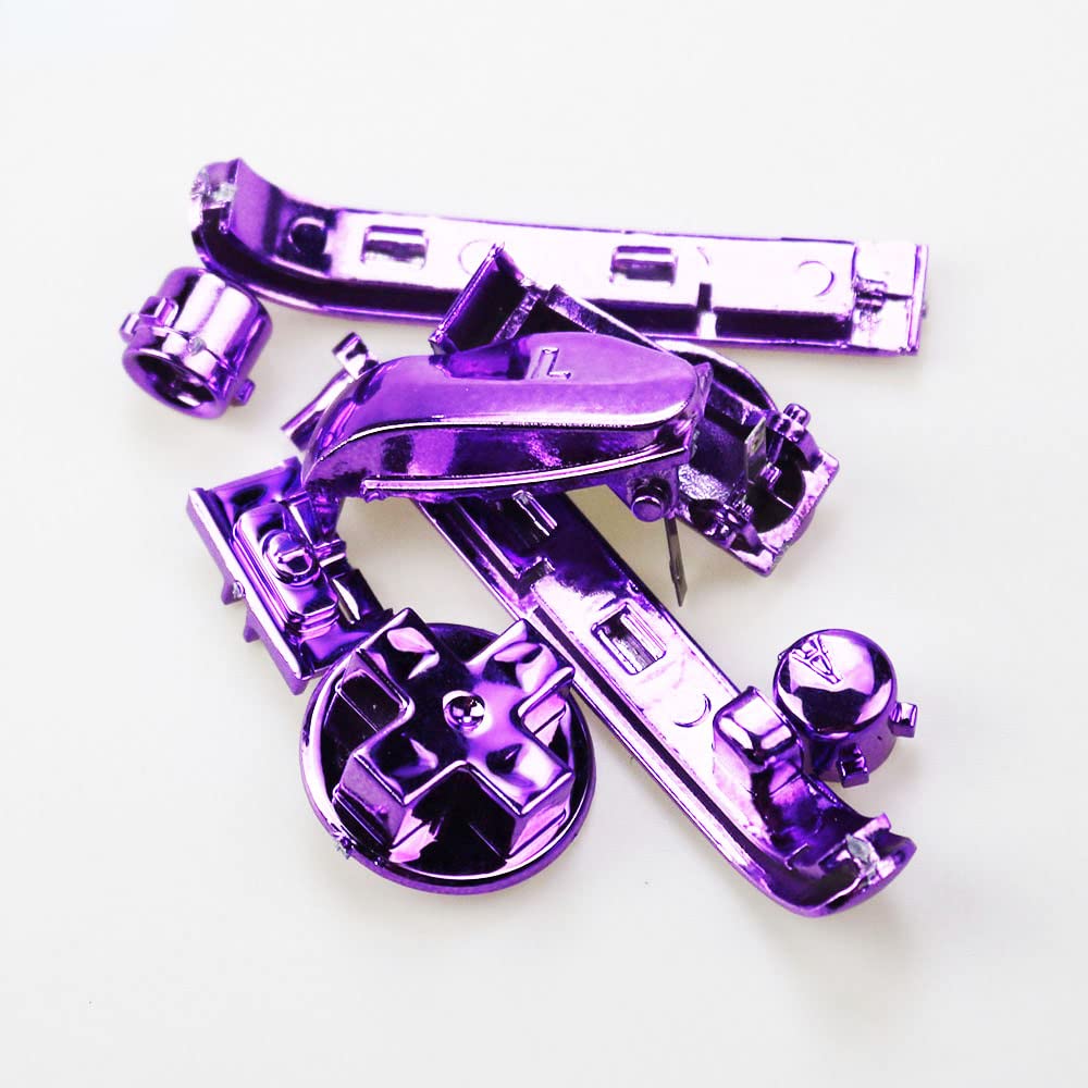 NSLikey A Set Electroplating Plastic Button for Gameboy Advance GBA A B L R Button D-Pad Buttons Chrome Design (Purple)