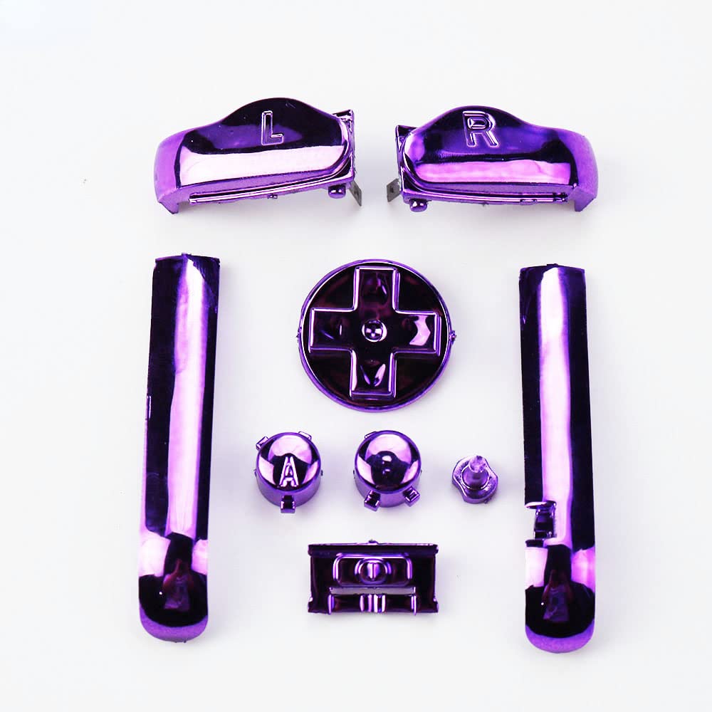 NSLikey A Set Electroplating Plastic Button for Gameboy Advance GBA A B L R Button D-Pad Buttons Chrome Design (Purple)