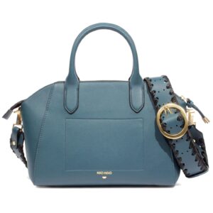 Niko Ineko Women's Bowler Shoulder Bag Kitty Snout Hardware Teal