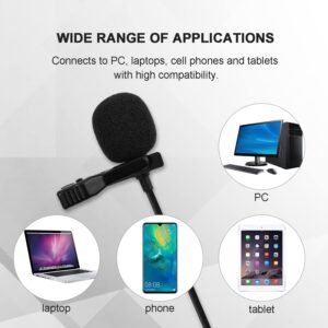 Koffmon Omnidirectional Mini Wired Clip-on Microphone Cable Lavalier Lapel Microphone with 3.5mm TRRS Audio Cord for Recording, Interview, Teaching, Vlog