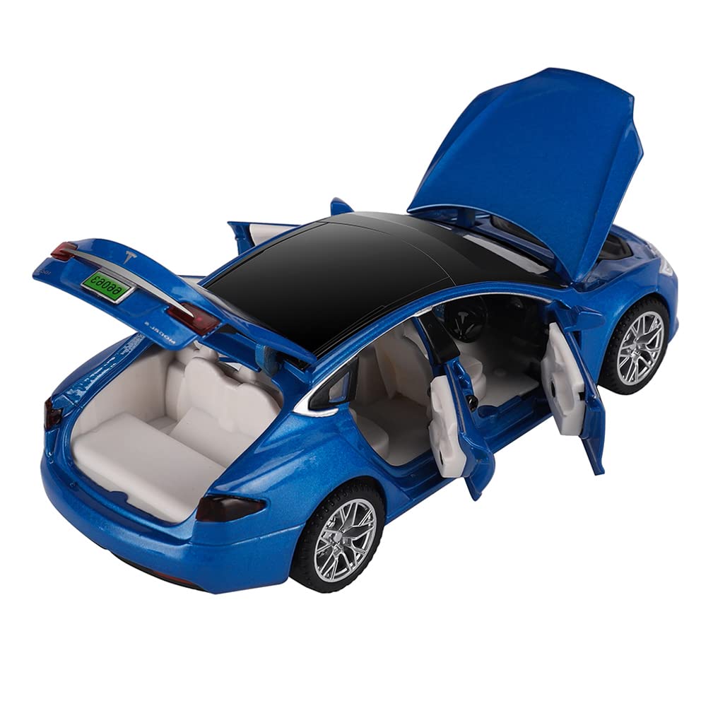 Model S Alloy Diecast Toy Car 1:32 Scale 3+ Years Old Boy Toy Model Car with Light and Sound,Blue