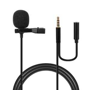 koffmon omnidirectional mini wired clip-on microphone cable lavalier lapel microphone with 3.5mm trrs audio cord for recording, interview, teaching, vlog